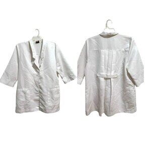 Medical Science Uniform Two Front Pockets Adult Women White Blouse Tops